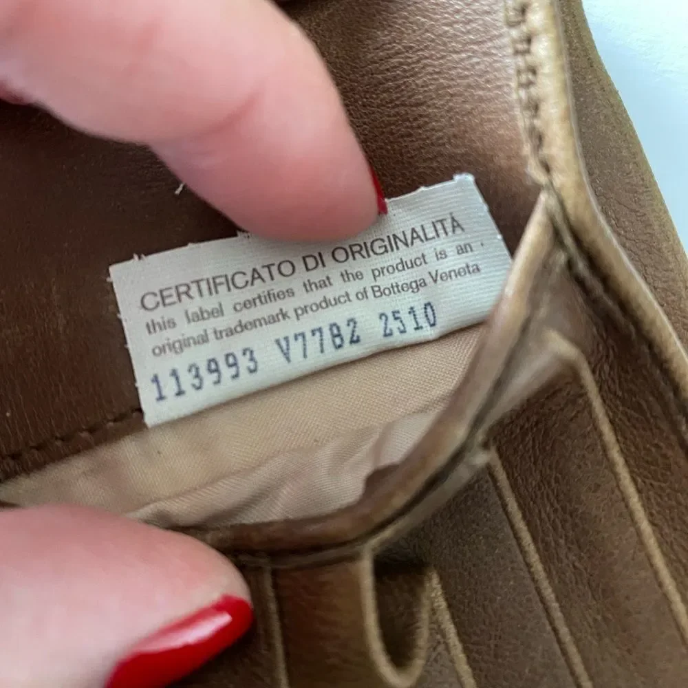 Bottega Veneta Intrecciato tan leather retro wallet